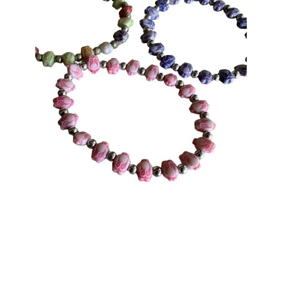 Beaded Stretch Bracelets - Set Of 3 - Multicolor - Picture 2 of 4